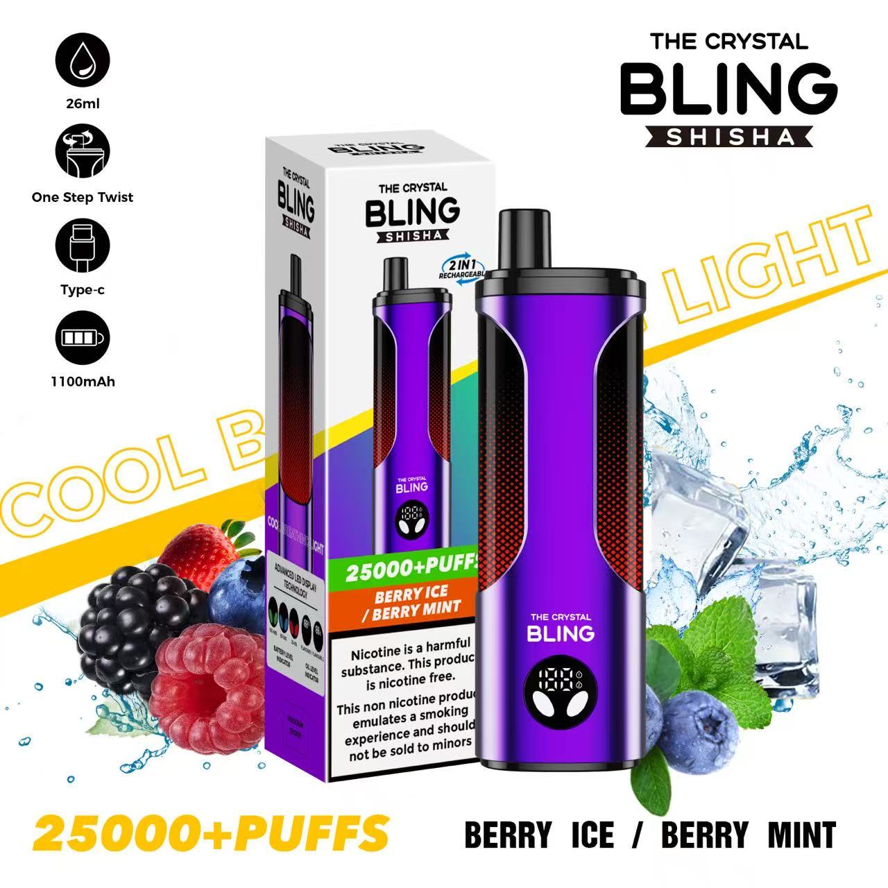 THE CRYSTAL BLING SHISHA 25000 PUFFS DWUSMAKOWE