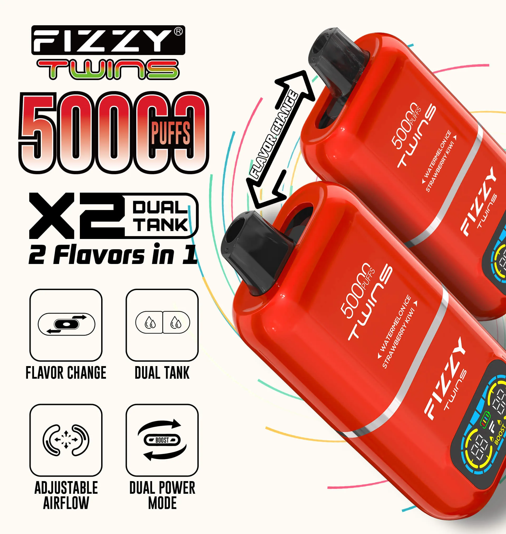 Fizzy Twins 50000 Puffs Disposable Vape