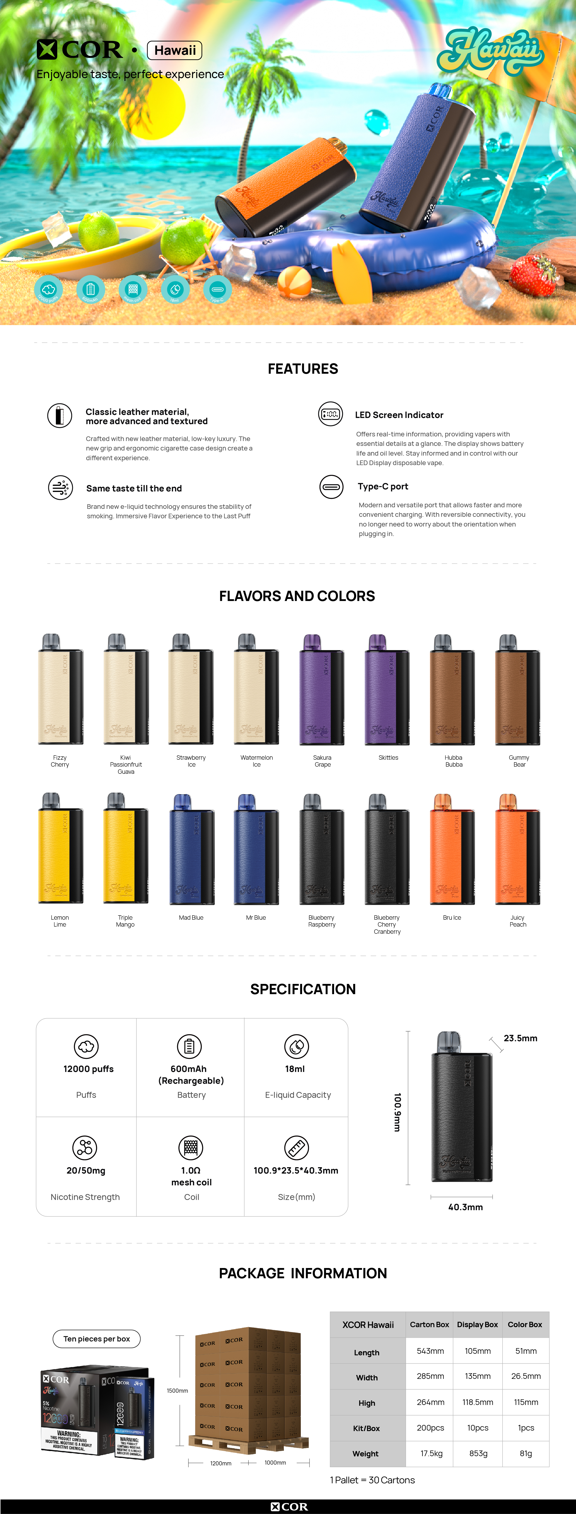 XCOR Hawaii 12000 PUFFS